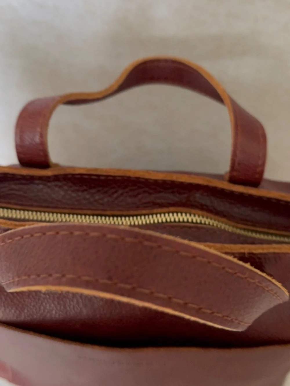 VGUC Portland Leather Goods PLG Medium Crossbody Tote with Zipper in Nutmeg